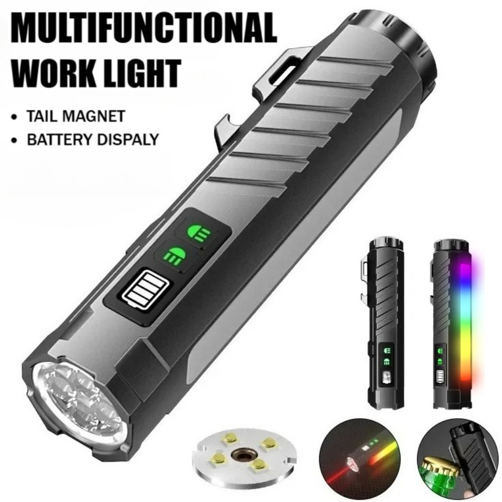 Outdoor Lighting Unit - Multifunctional Strong Light LED Flashlight Rechargeable