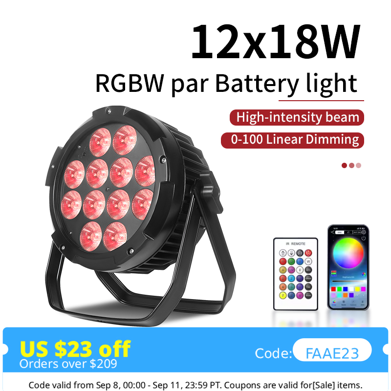 Outdoor Lighting Ideas For Party - IP65 Waterproof 12X18W 6in1 Battery LED