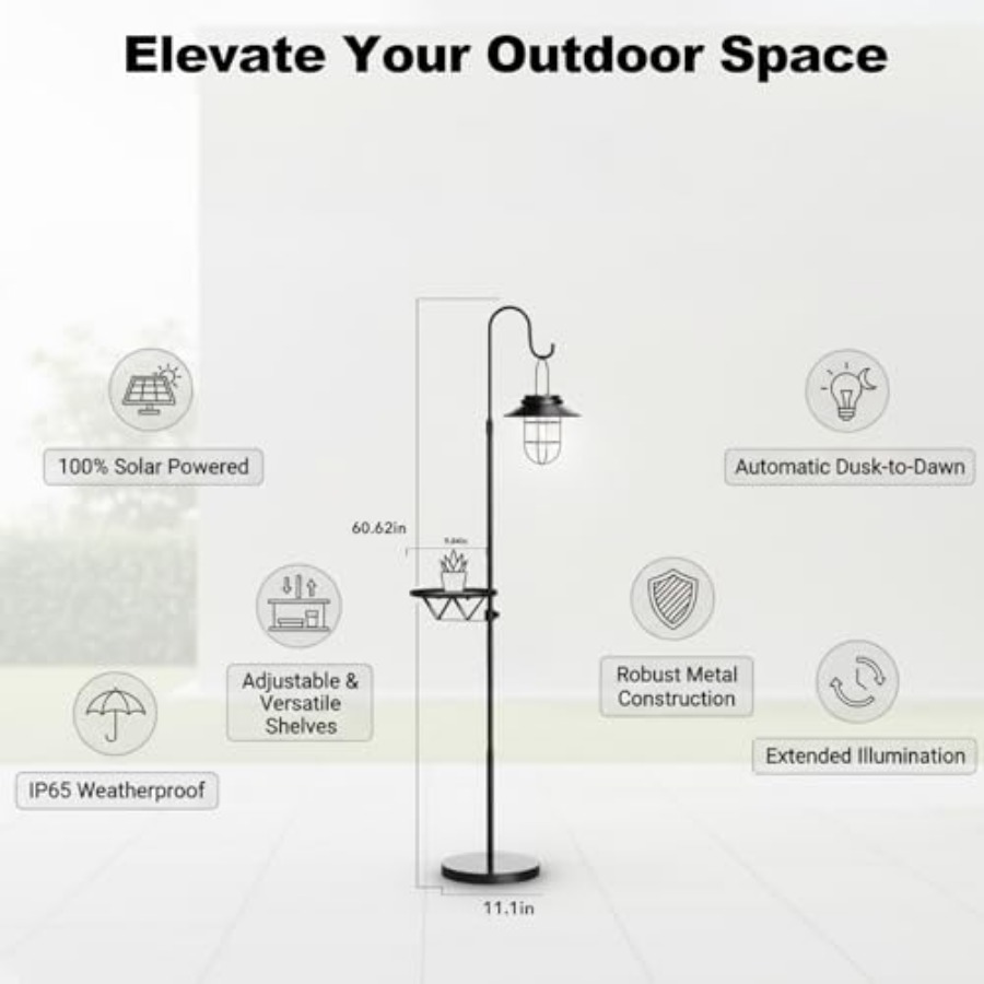 Solar Floor Lamp with Table, 6 - Outdoor Lighting Waterproof 评论和价格