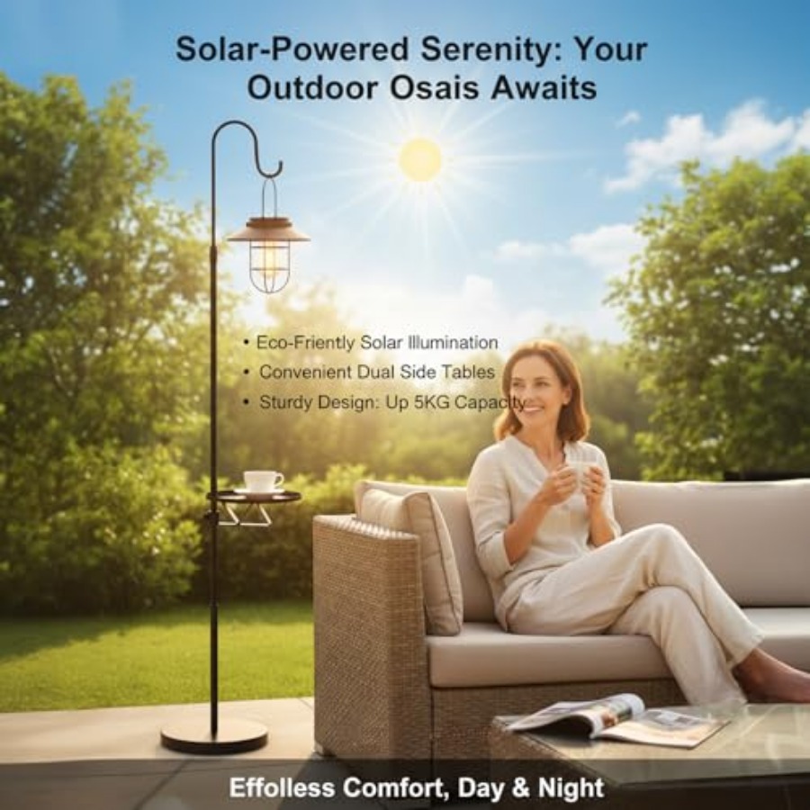 Solar Floor Lamp with Table, 6 - Outdoor Lighting Waterproof 评论和价格