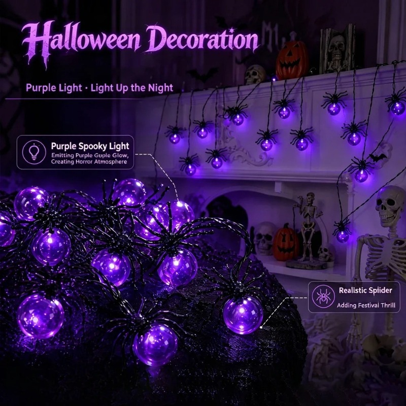 Battery Powered Spider LED Str - Outdoor Lighting Yard Decoration 评论和价格