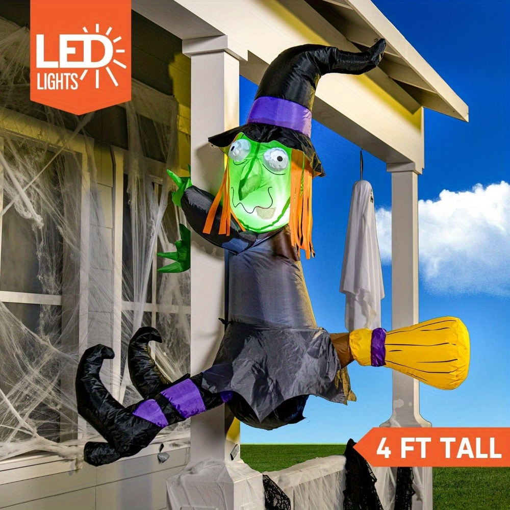 4FT Halloween Inflatable Witch - Outdoor Lighting Ideas For Party 评论和价格