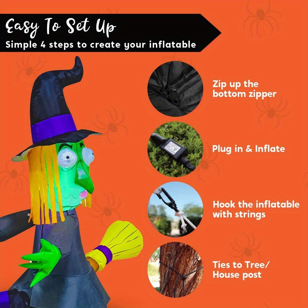 4FT Halloween Inflatable Witch - Outdoor Lighting Ideas For Party 评论和价格