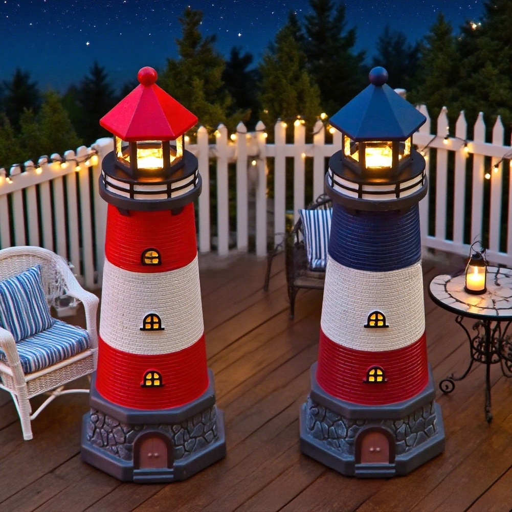 Blue Red Solar Powered Resin L - Outdoor Lighting Mediterranean Style 评论和价格