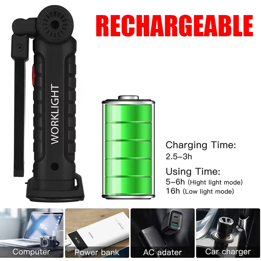 New Portable COB LED Flashligh - Outdoor Lighting Usb 评论和价格