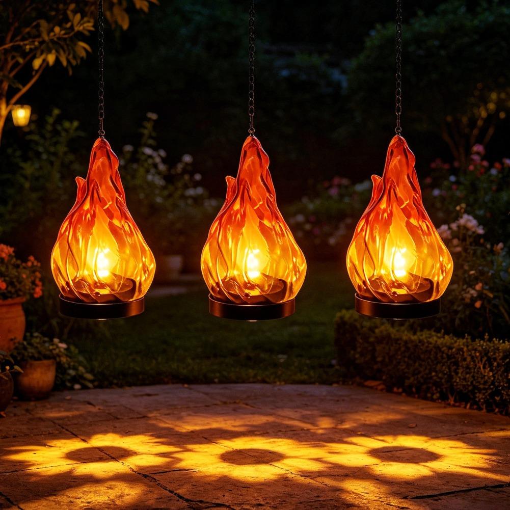 Solar Flame Hanging Lantern Li - Outdoor Lighting Yard Decoration 评论和价格