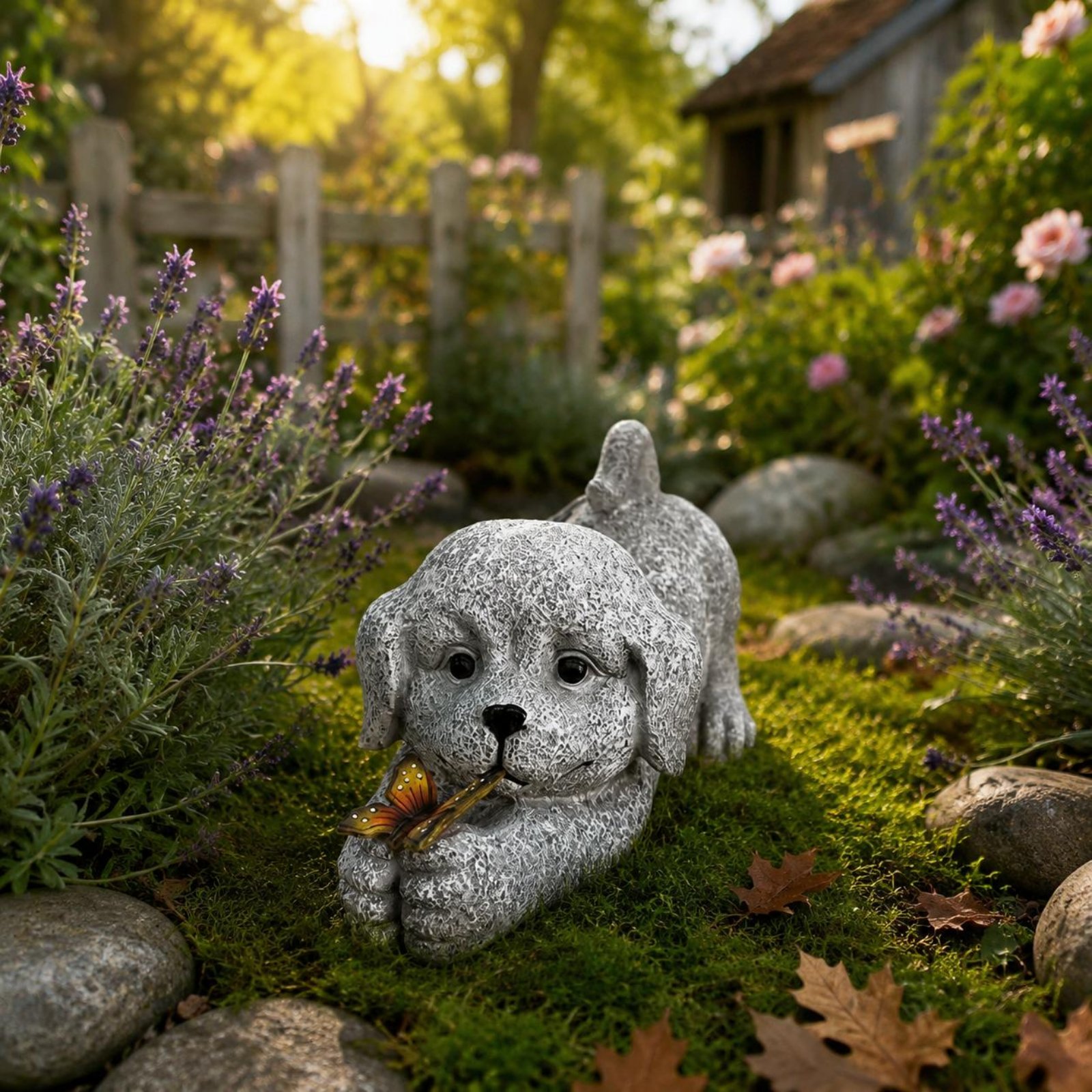 Solar Dog Statue Resin Craft S - Outdoor Lighting Yard Decoration 评论和价格