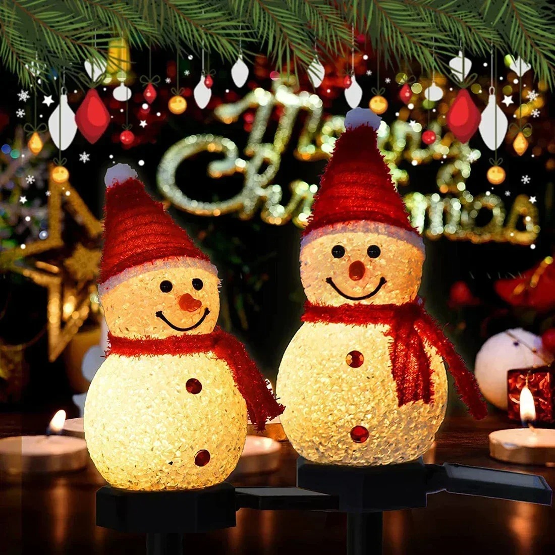 Christmas Snowman Solar Garden - Outdoor Lighting Pathway 评论和价格