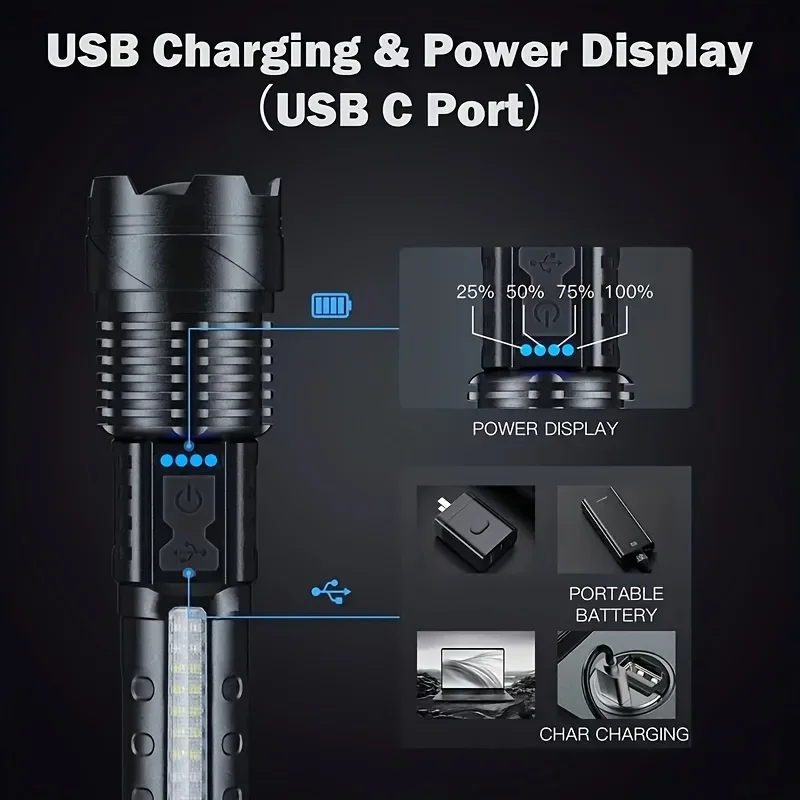 Powerful LED Flashlight Batter - Outdoor Lighting Usb 评论和价格