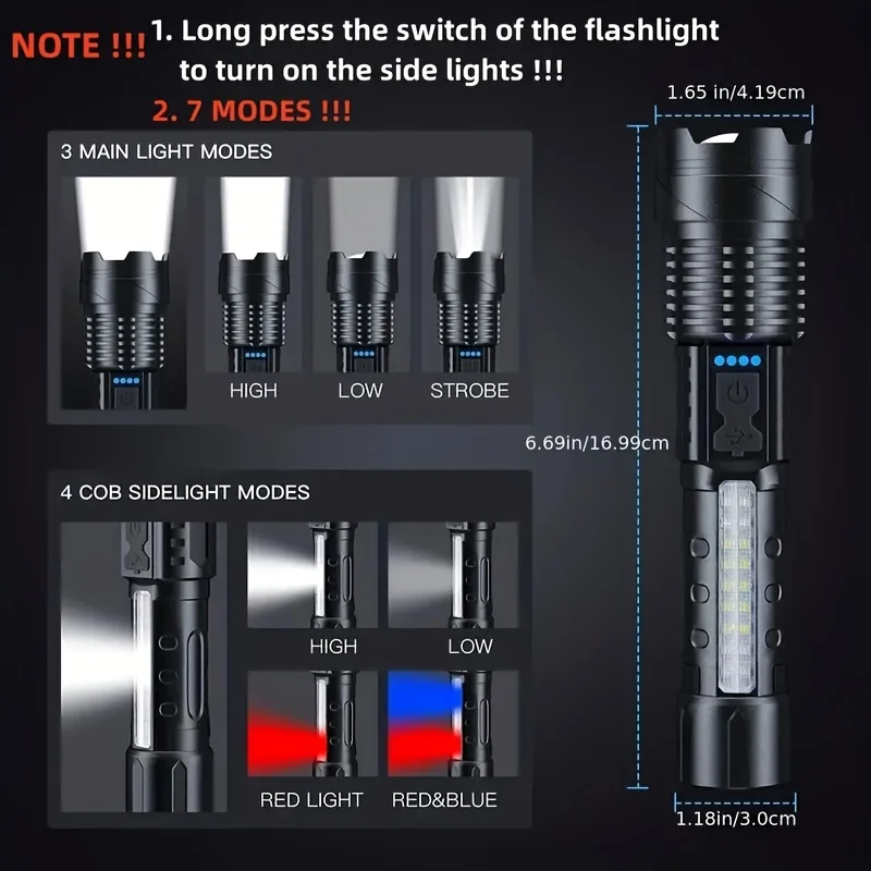 Powerful LED Flashlight Batter - Outdoor Lighting Usb 评论和价格